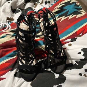 Elegant Black Strappy Women's Heels
